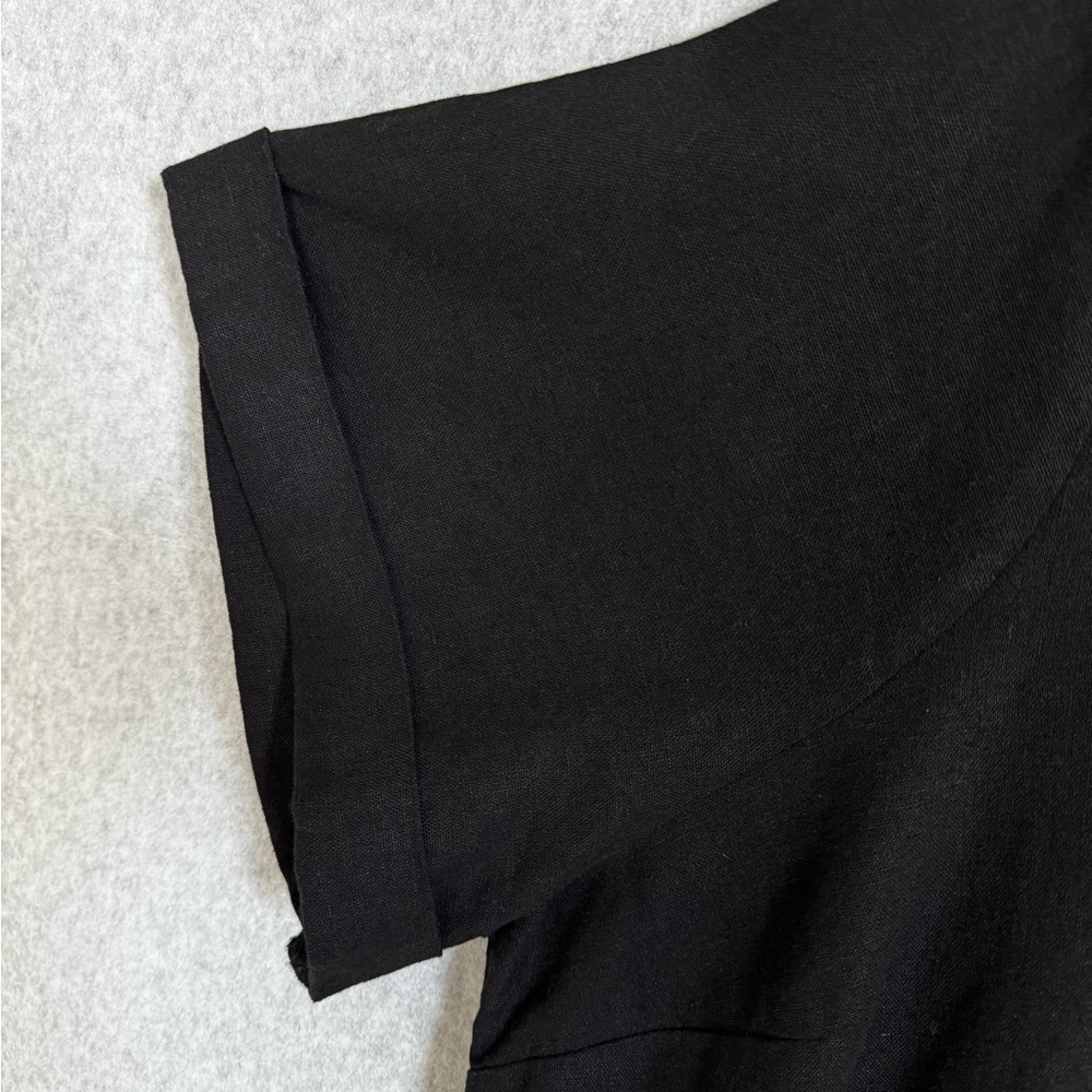 Old Navy Shirt Dress XXL Petite Black Linen Blend Button Up Fall Lagenlook NWT - Picture 4 of 12